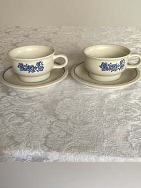 Set of two Pfaltzgraff Yorktown  cups and saucers.
